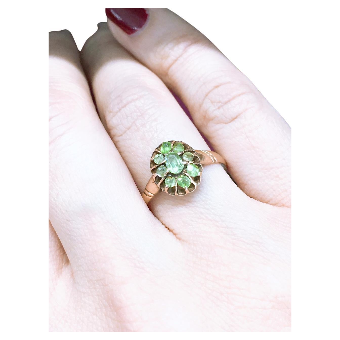 Antique Demantoid Russian Gold Ring For Sale 2
