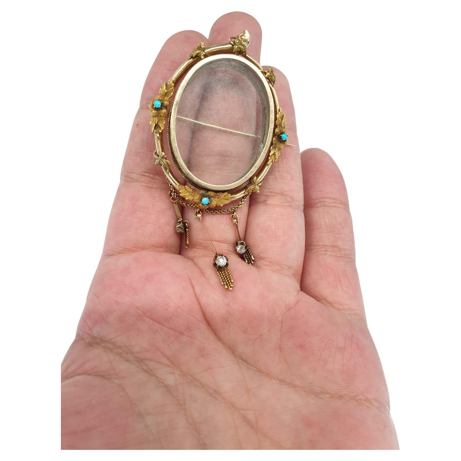Women's Antique Russian Diamond Locket Gold Pendant For Sale