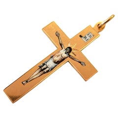 Antique Enamel Rusisian Gold Cross Pendant