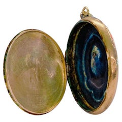 Antique Enamel Gold Locket Pendant