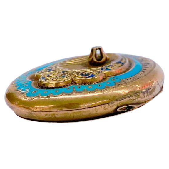 Antique Enamel Gold Locket Pendant In Good Condition For Sale In Cairo, EG