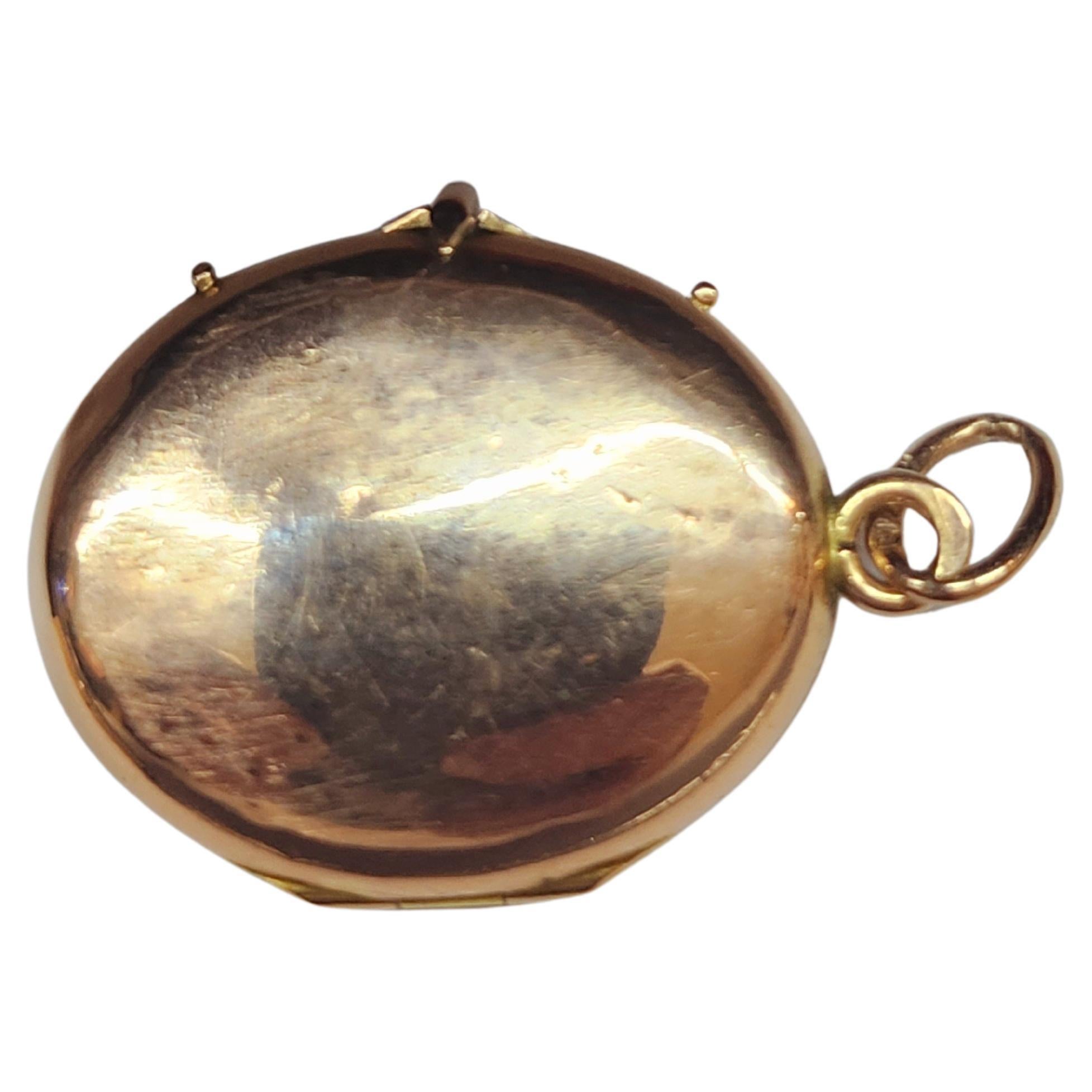 Women's or Men's Antique Enamel Russian Gold Locket Pendant For Sale