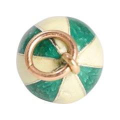 Antique 14K Gold Russian Enamel Miniature Egg Pendant, Circa 1900