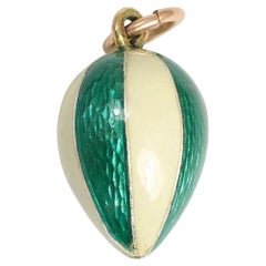 Antique 14K Gold Russian Enamel Miniature Egg Pendant, Circa 1900