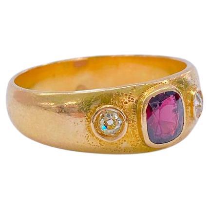 Stunning Antique Garnet Diamond Gold Ring at 1stDibs