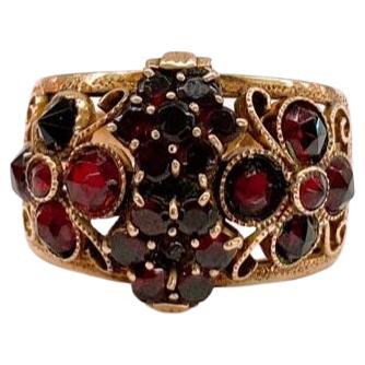 Women's Antique Garnet Russian Gold Ring For Sale