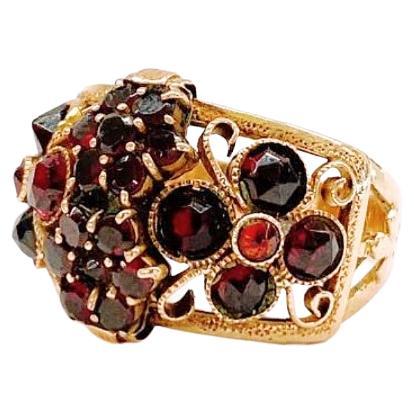 Antique Garnet Russian Gold Ring For Sale