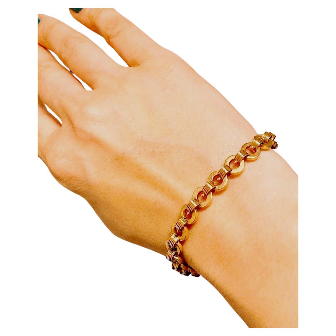 Women's or Men's Antique Russian Link Gold Bracelet For Sale