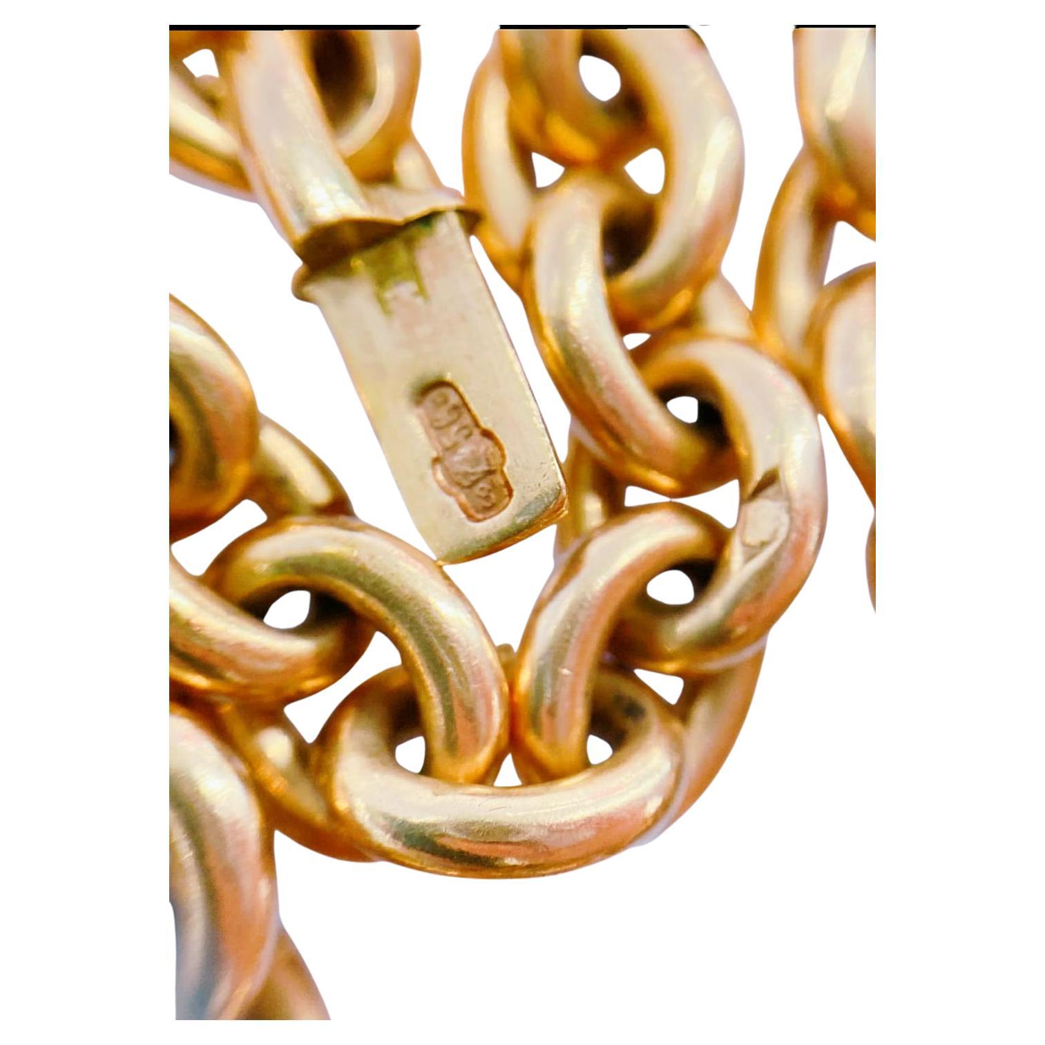 Women's or Men's Antique Russian Gold Link Bracelet For Sale