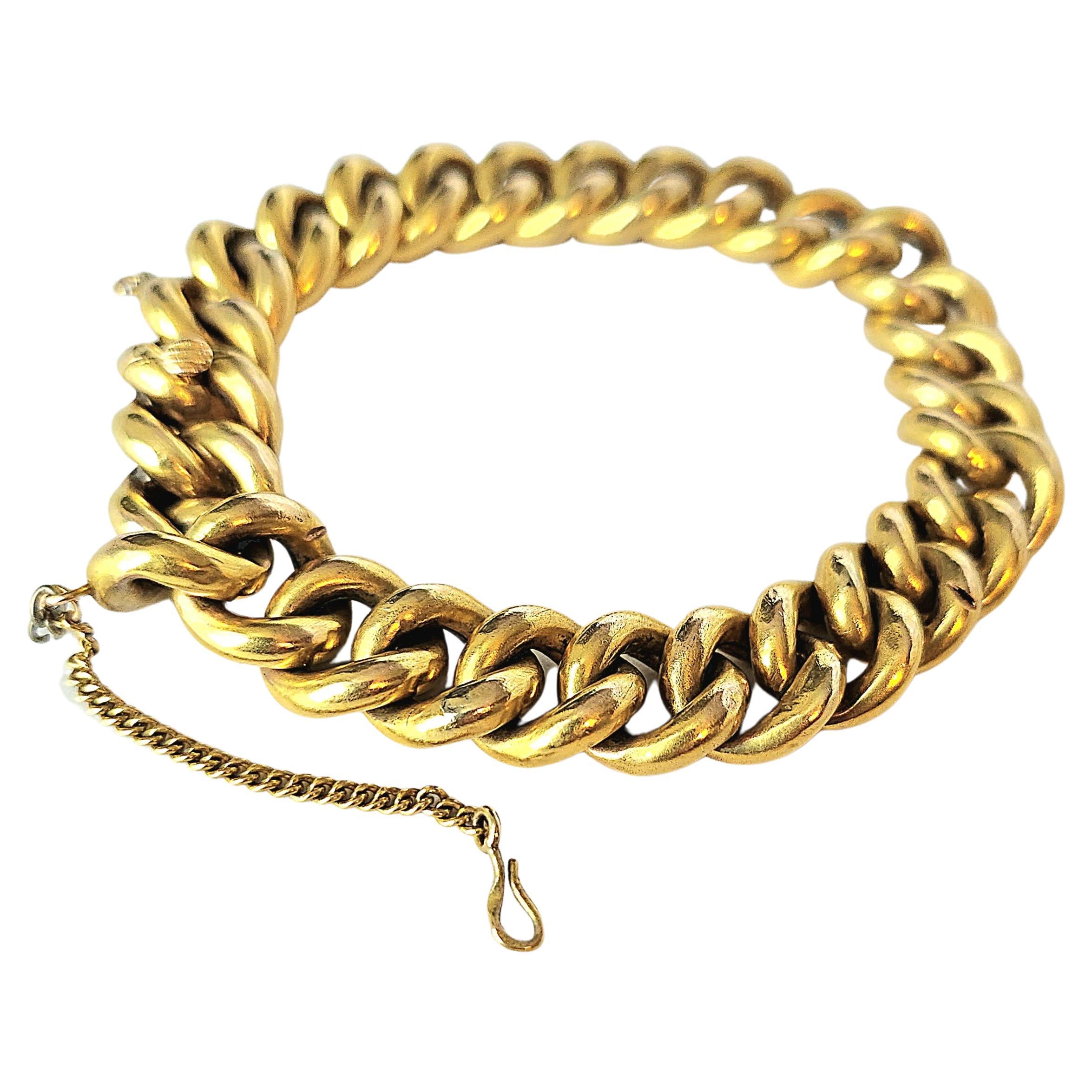 Antique 1880s Gold Russian Link Braclet For Sale 4