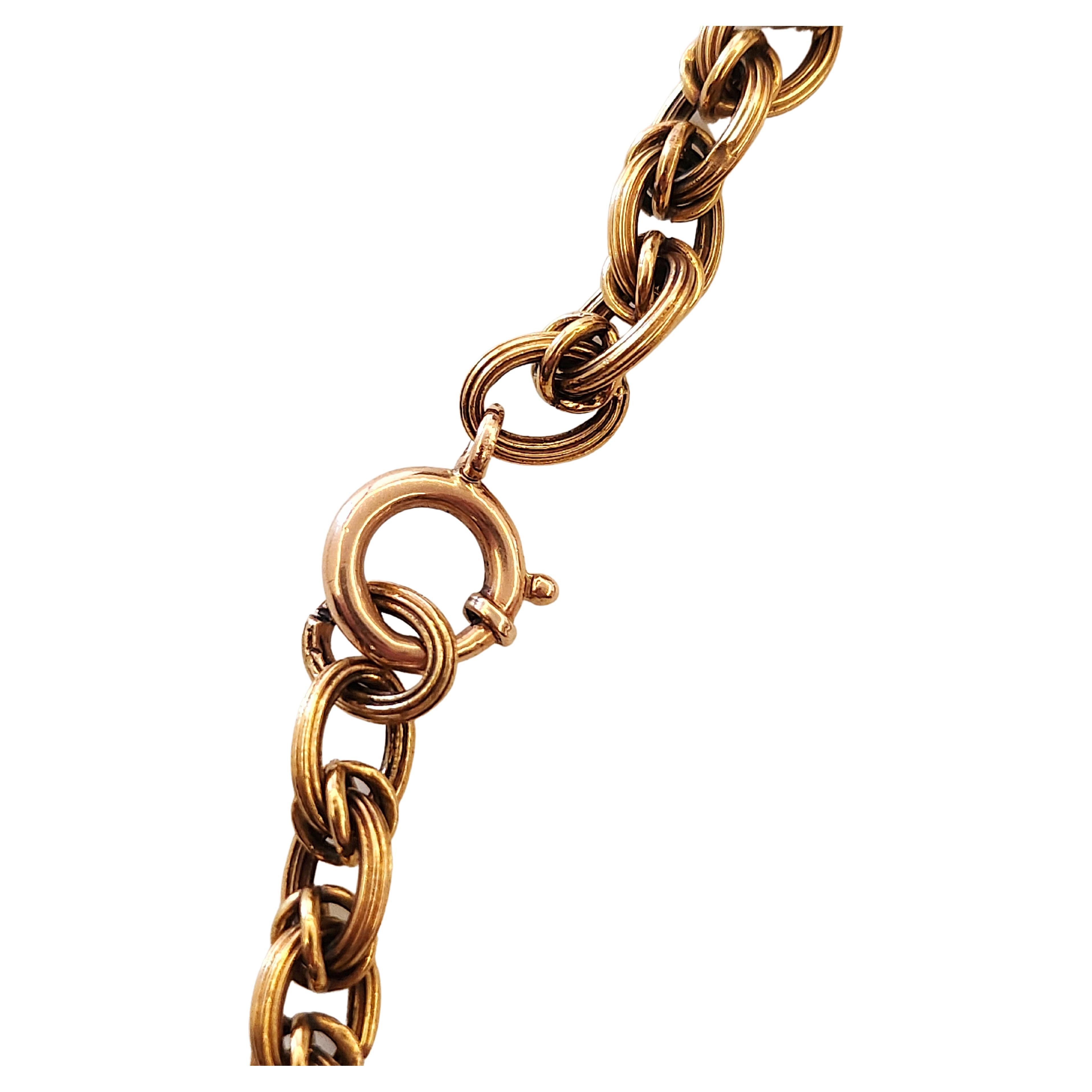 Antique 14k gold russian link chain in detailed workmanship with total gold weight of 16.60 grams and lenght of 45cm chain was made during the imperial russian era 1899.c unisex in style hall marked  