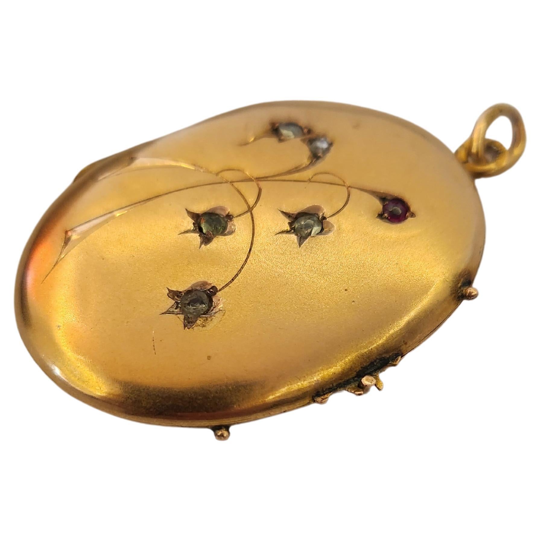 Antique Russian Demantoid Gold Locket Pendant For Sale 2