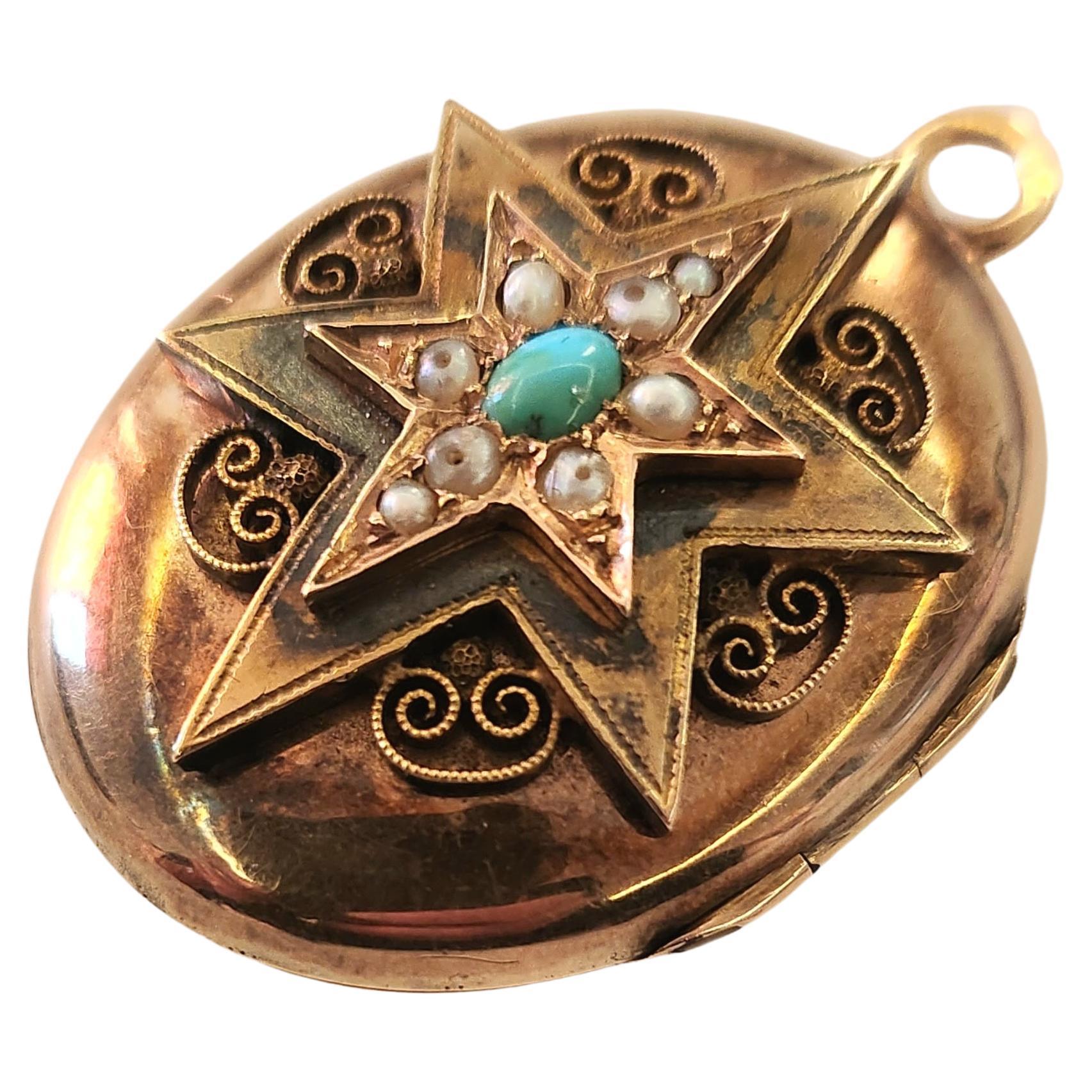 Antique 1883s Russian Gold Locket Pendant For Sale