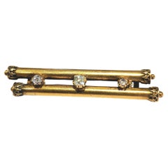 Antique 1880s Old Mine Cut Diamond Russian Gold Brooch