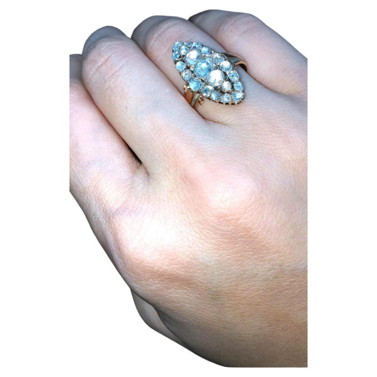 Antique Rose Cut Diamond Russian Gold Ring For Sale at 1stDibs