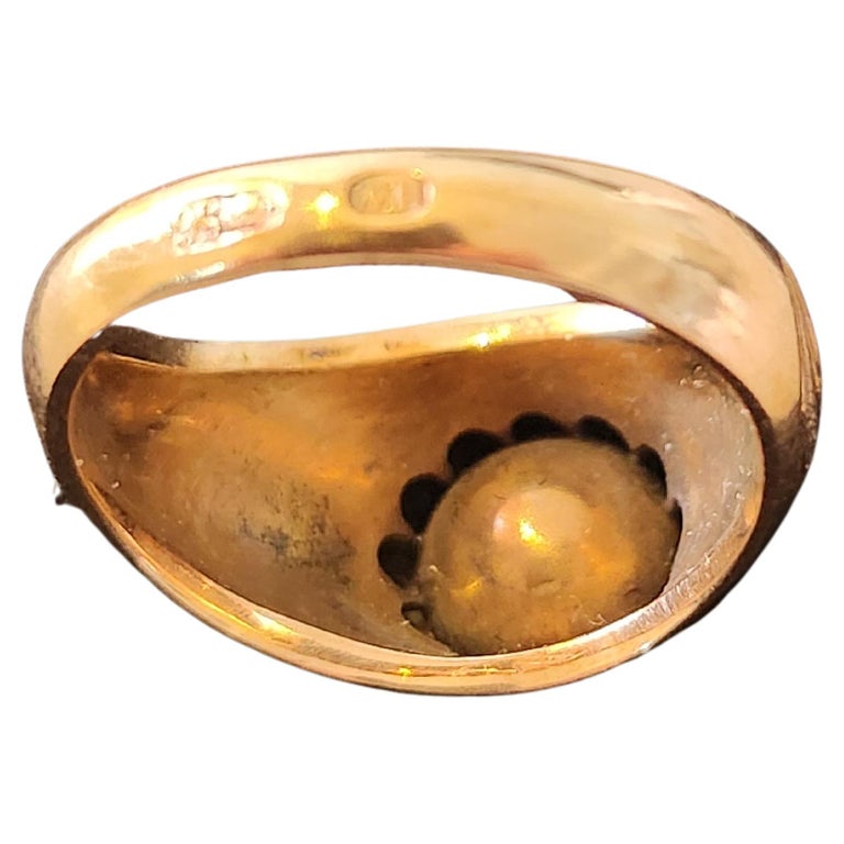 Antique 14k Gold Russian Rose Cut Diamond Solitare For Sale at 1stDibs