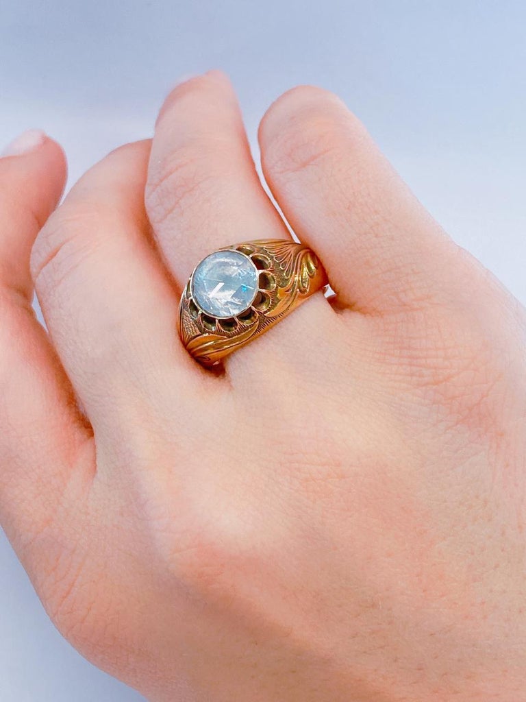 Antique 14k Gold Russian Rose Cut Diamond Solitare For Sale at 1stDibs
