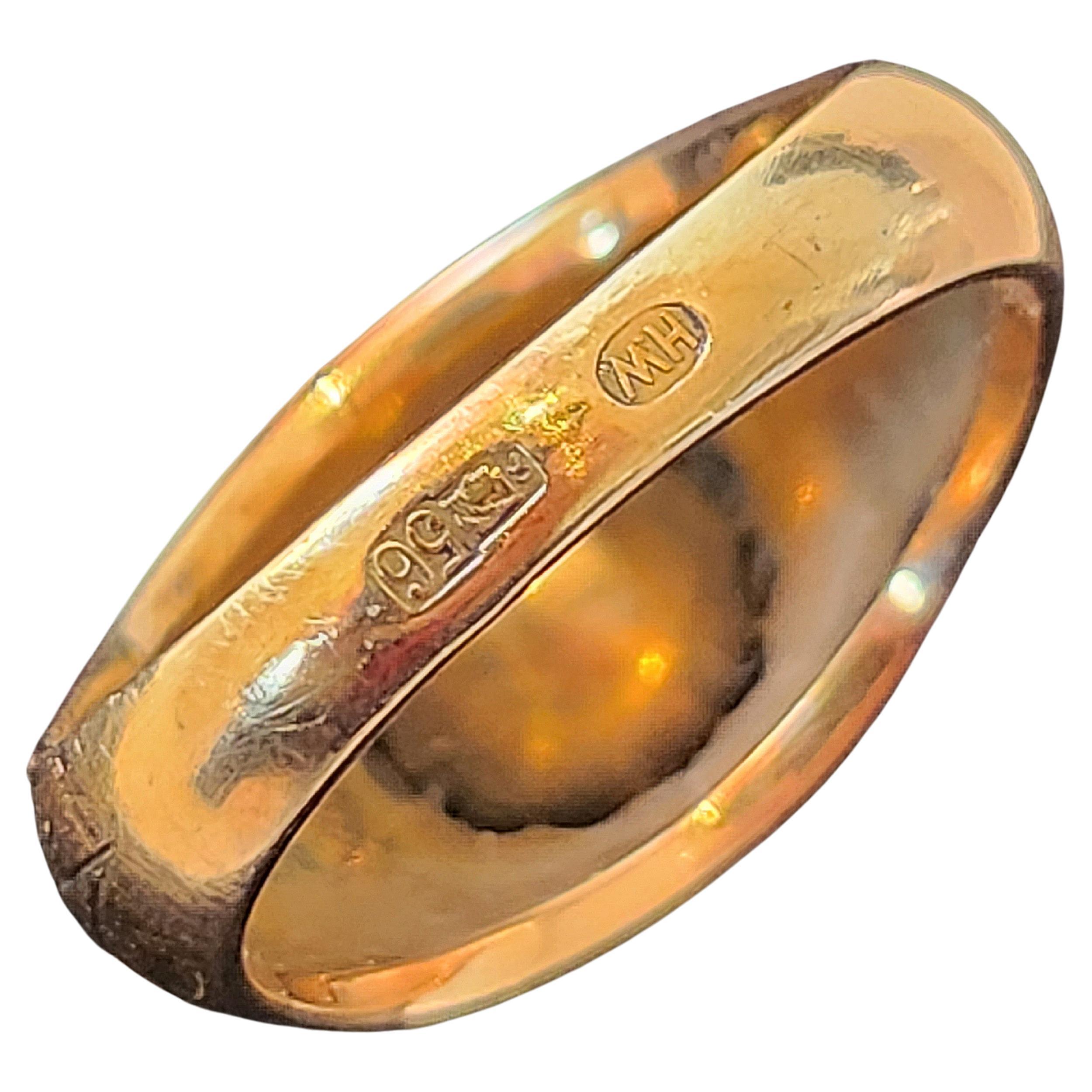 Anillo Solitario Antiguo de Oro Ruso con Diamantes talla Rosa 3