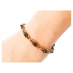 Antique Sapphire Russian Gold Link Bracelet