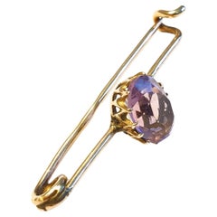 Antique 1880s Siberian Amethyst Russian Gold Brooch