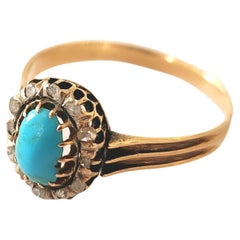 Antique 1880s Turquoise Russian Gold Ring