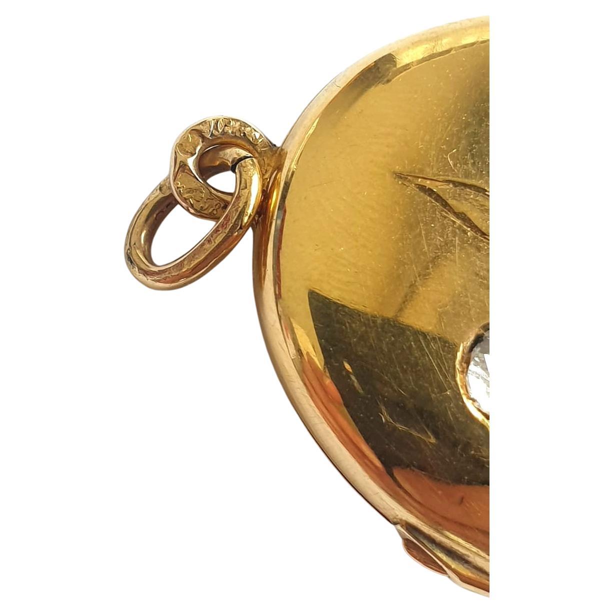 Antiker Saphir und Diamant Medaillon-Anhänger Damen
