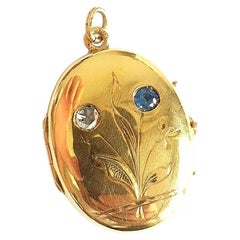 Antique Sapphire and Diamond Locket Pendant