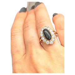 “Antique 14k Gold Russian Ring with 1.50ct Sapphire and Diamonds, 1917”