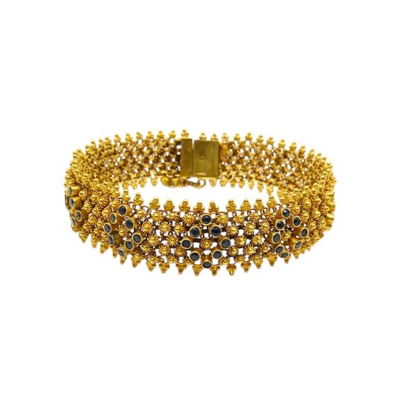 Antique 14k Gold Sapphire Bracelet Floral Design en vente 1