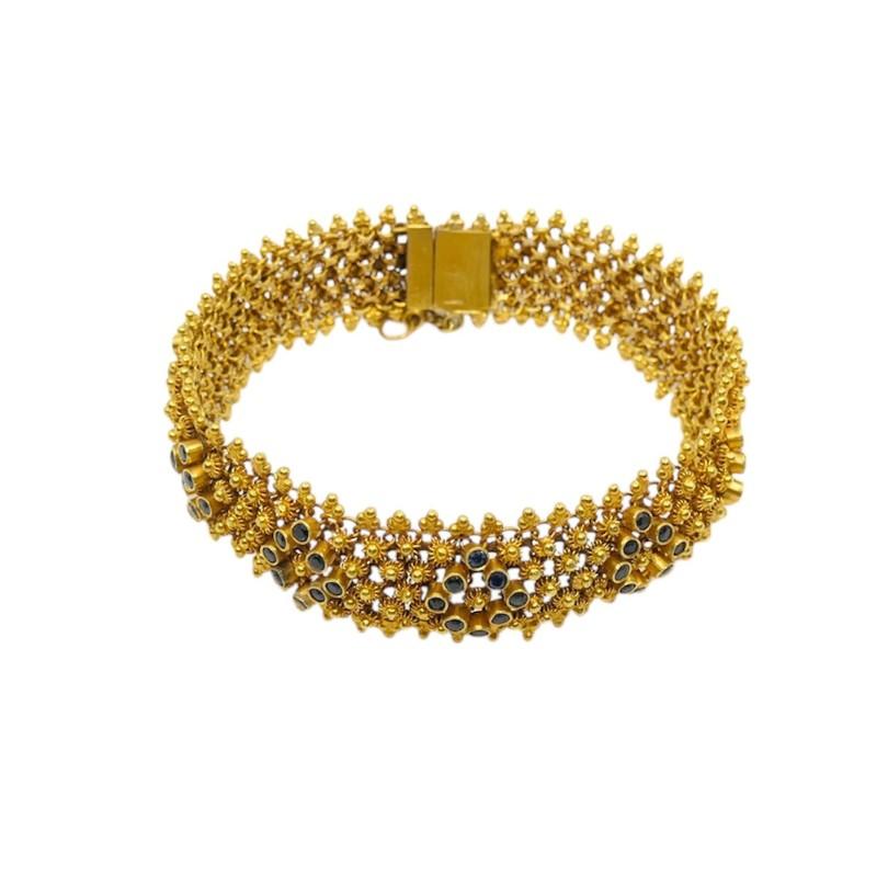 Antique 14k Gold Sapphire Bracelet Floral Design en vente 2