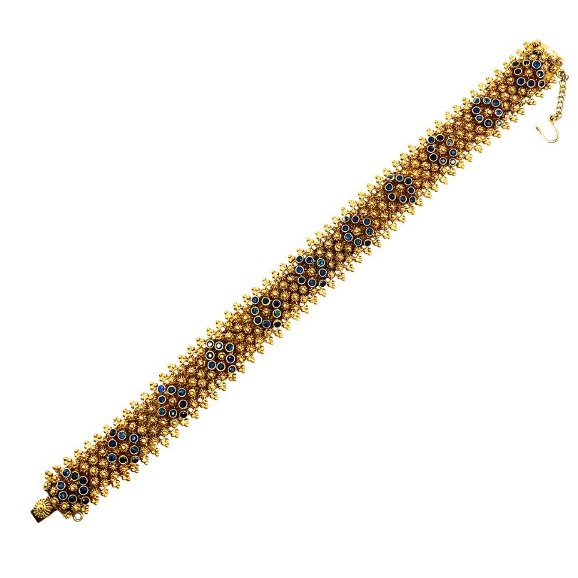 Antique 14k Gold Sapphire Bracelet Floral Design en vente 4