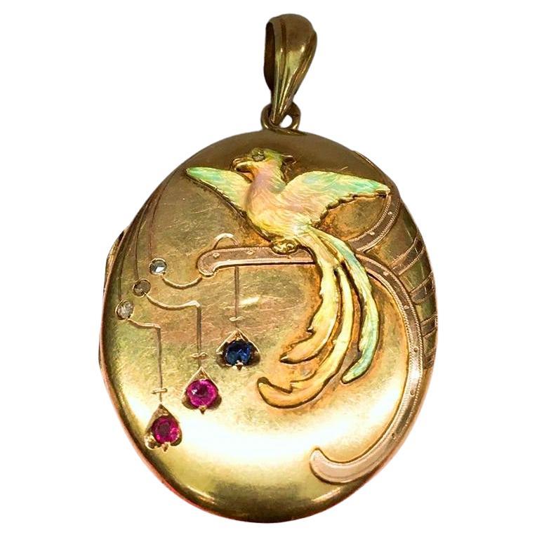 Antique Sapphire And Ruby Russian Gold Locket Pendant In Good Condition For Sale In Cairo, EG