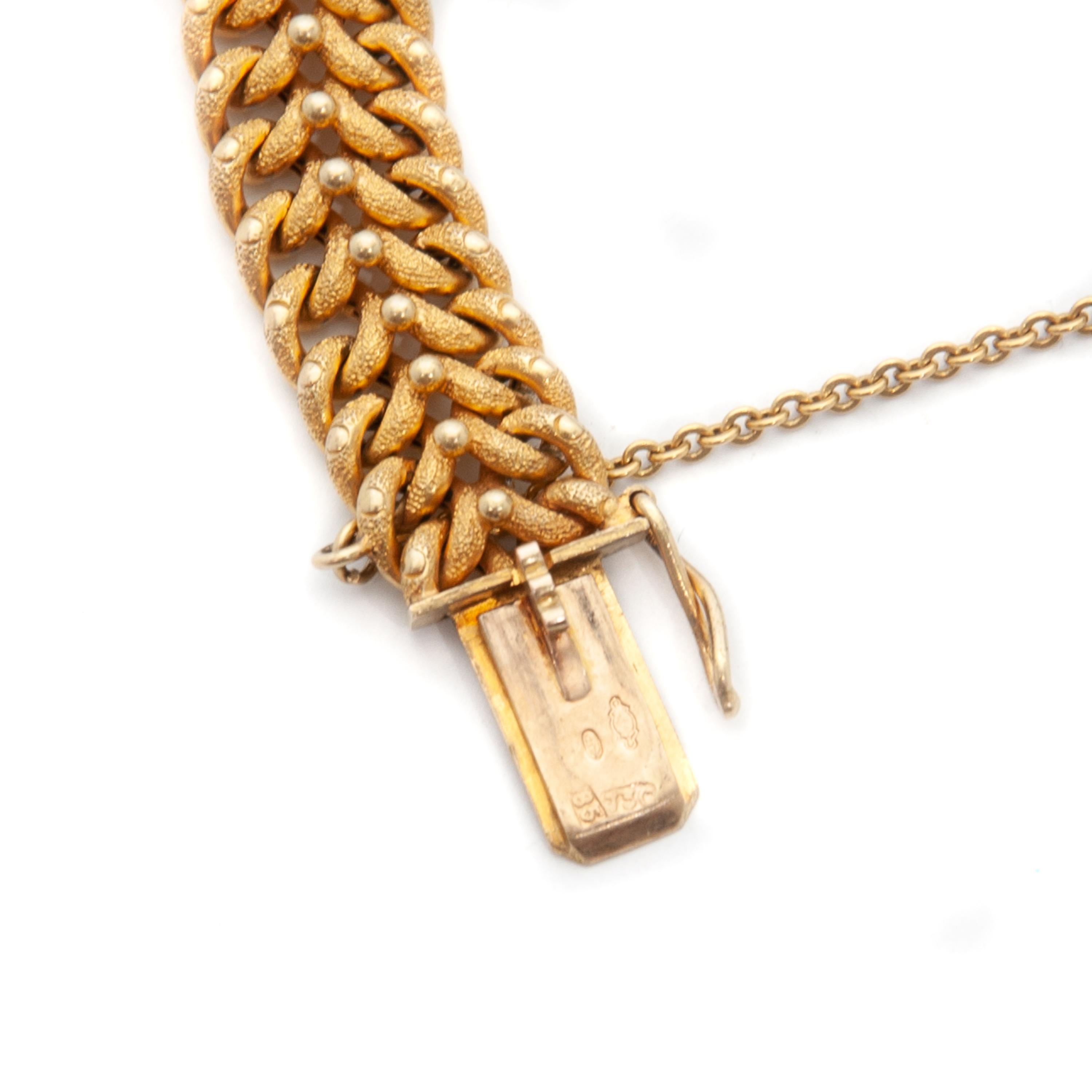 Women's or Men's Antique Victorian 14K Gold Seed Pearl Buckle Bracelet  For Sale