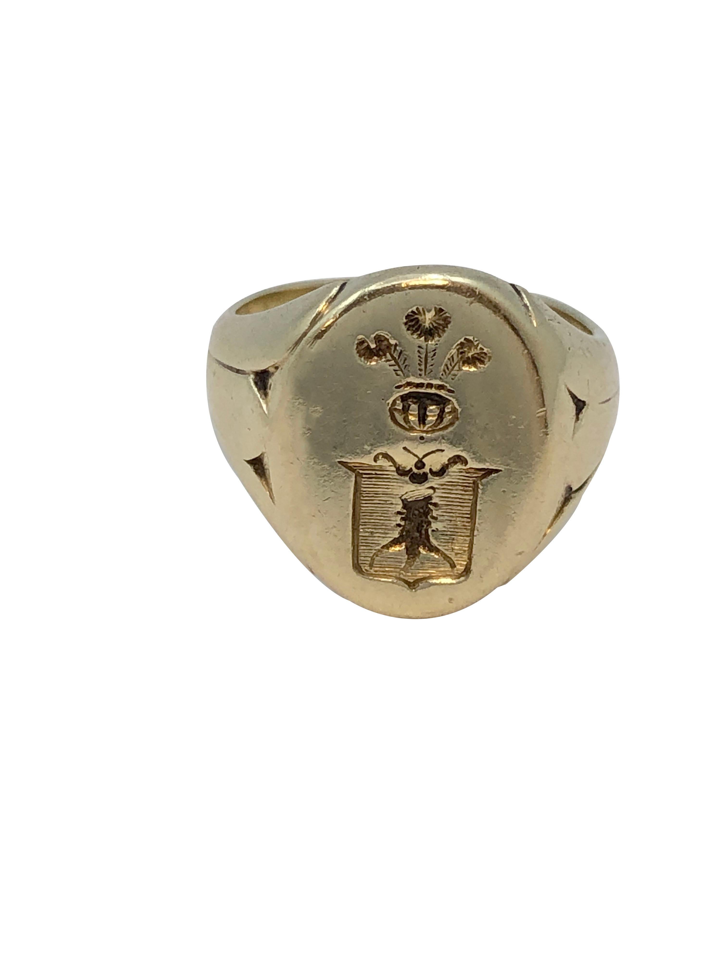 Women's or Men's Antique 14k Gold Signet Ring