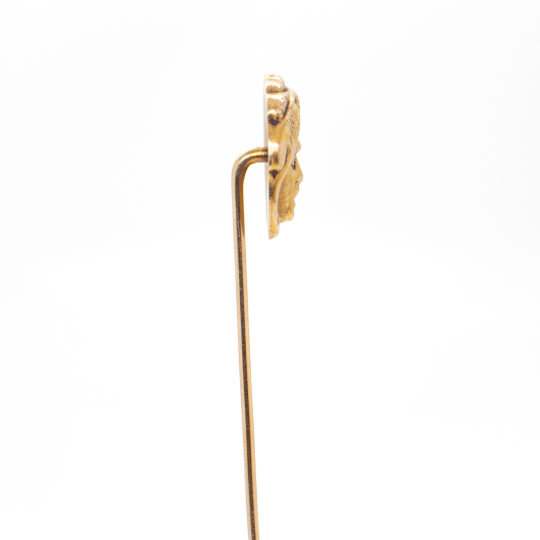 Antique 14k Gold Stick Pin with a Bust of a Turbaned North African or Arab Man For Sale 4