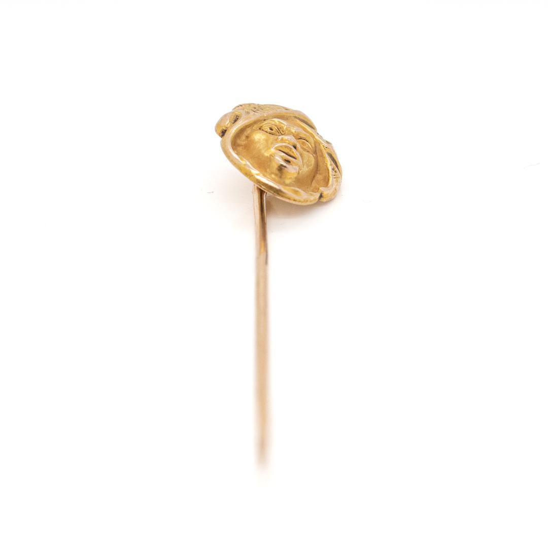 Antique 14k Gold Stick Pin with a Bust of a Turbaned North African or Arab Man For Sale 9