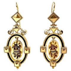 Antike viktorianische Ohrringe aus 14 Karat Gold, ca. 1860er--1880er-Jahre