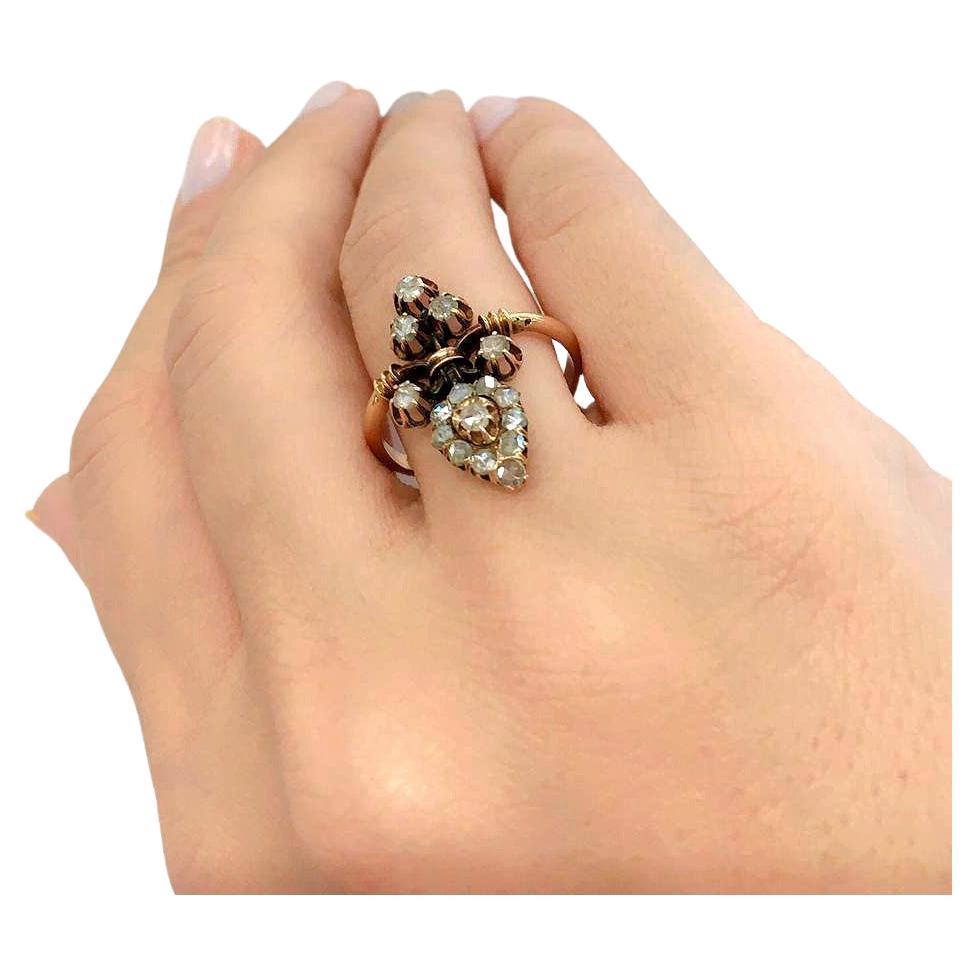 Antique Victorian Rose Cut Diamond Gold Ring In Good Condition For Sale In Cairo, EG