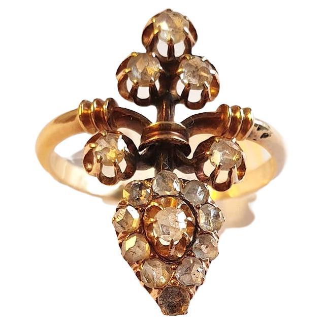 Antique Victorian Rose Cut Diamond Gold Ring For Sale 1