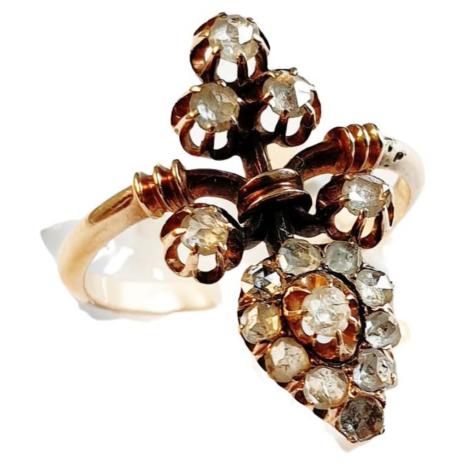 Antiker viktorianischer Goldring mit Diamant im Rosenschliff im Angebot