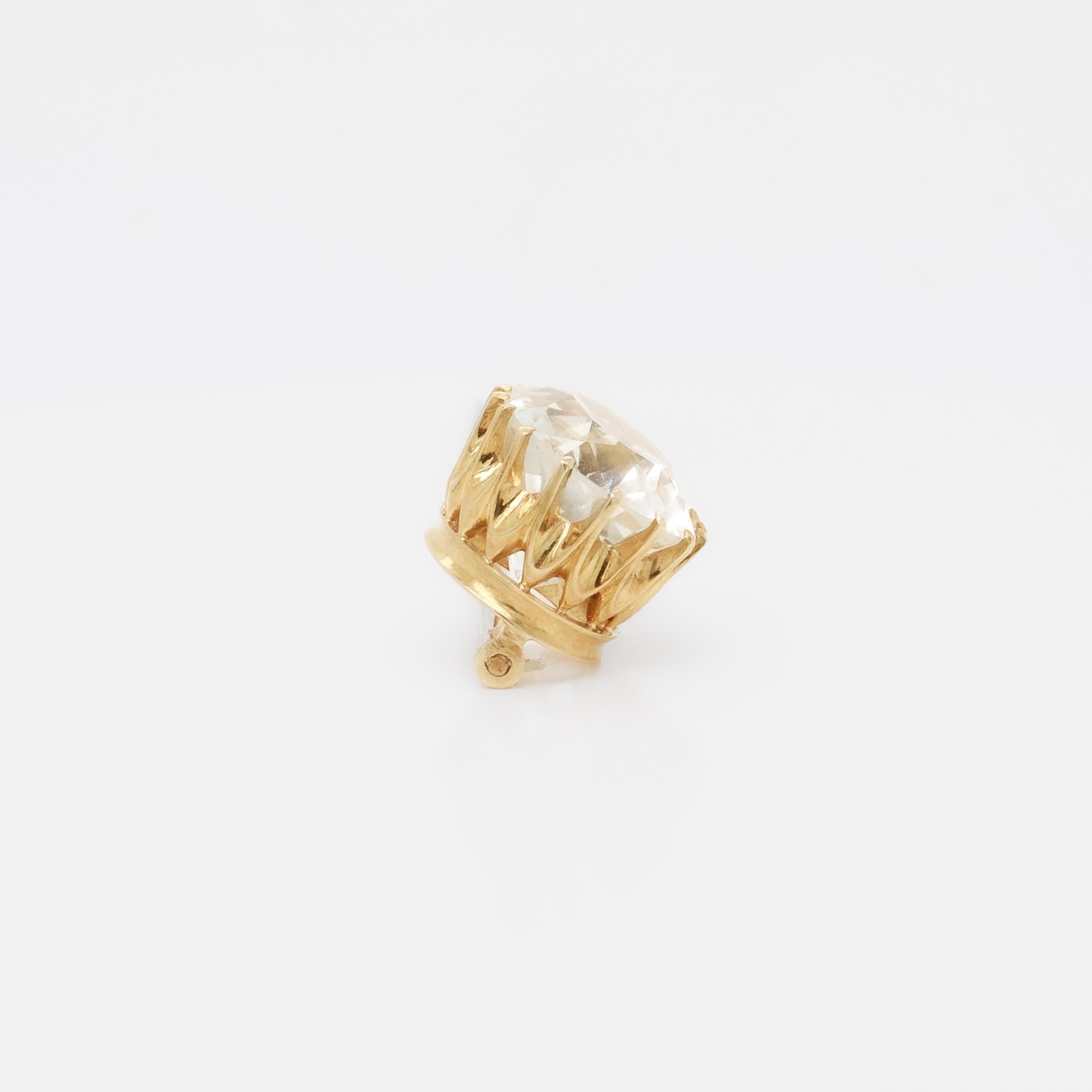 Epingle à baguette ancienne en or 14K et saphir blanc en vente 4