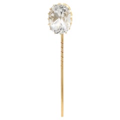 Antique 14K Gold & White Sapphire Stickpin