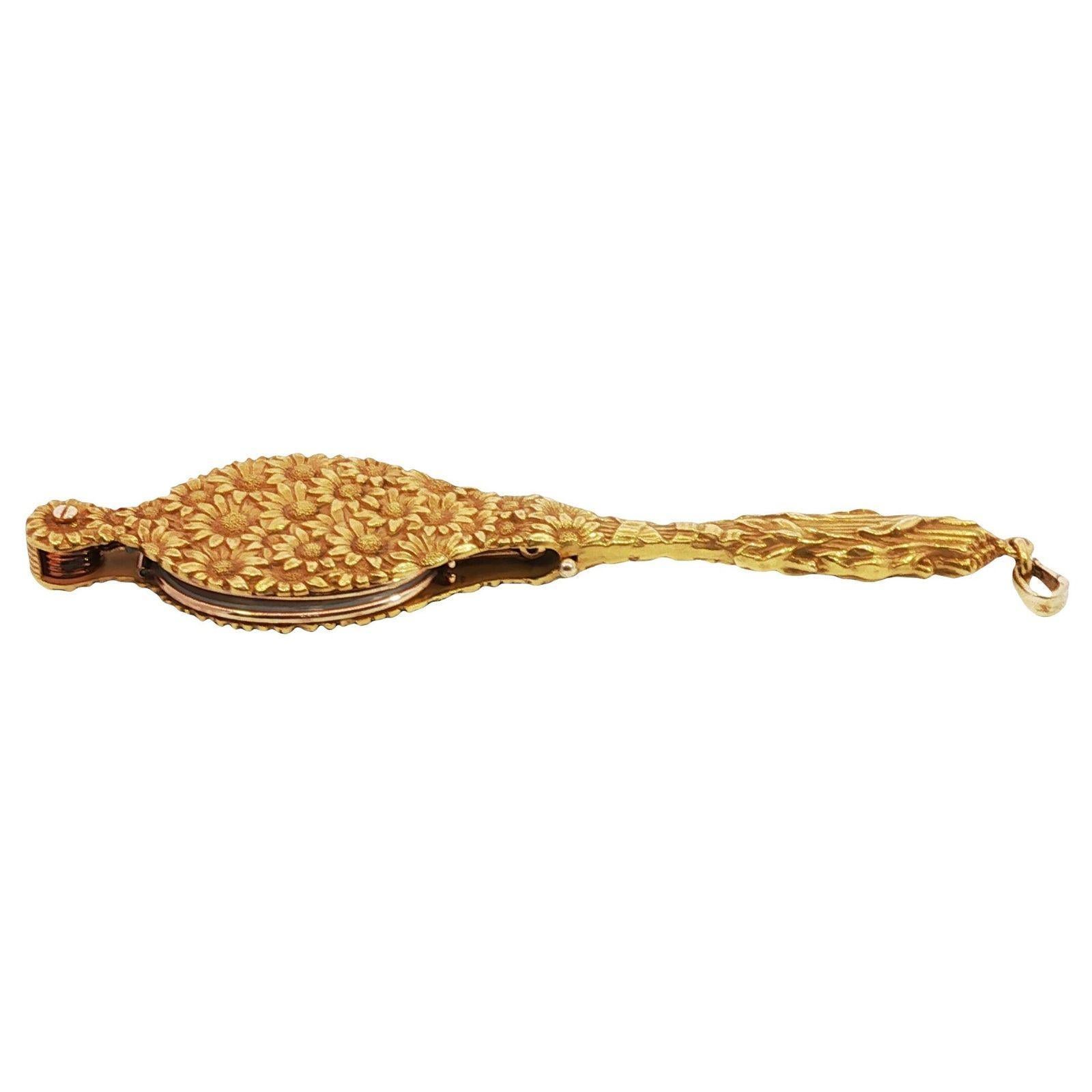 Art nouveau Antique 14K Lorgnette Lecteurs Motif Floral Art Nouveau Or Jaune en vente