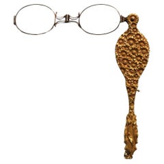 Antique 14K Lorgnette Lecteurs Motif Floral Art Nouveau Or Jaune