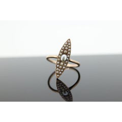 Antique 14k PEARL seed MOP cluster Marquise Navette ring. ANTIQUE Victorian Pear