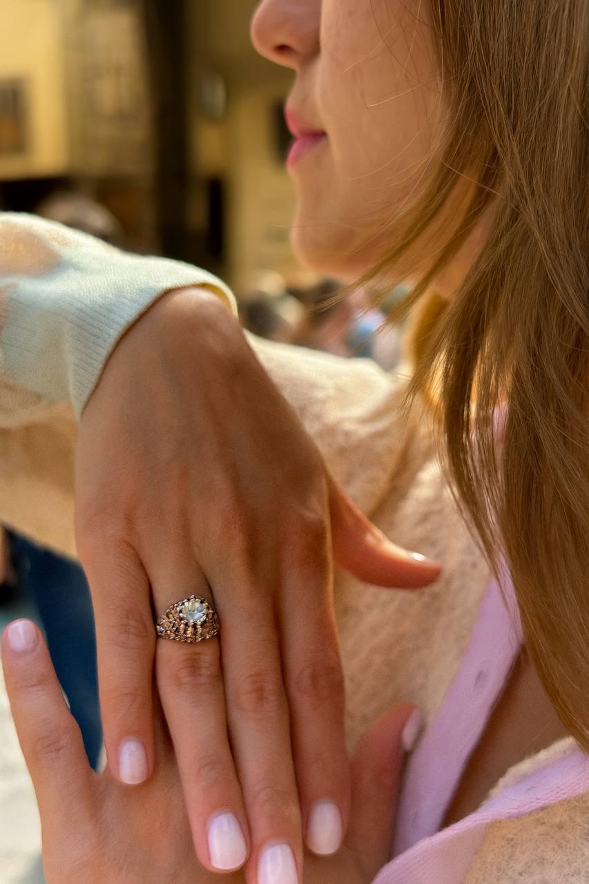 Antique 14k Rise-Cut Diamond Ring. Art Decó en venta