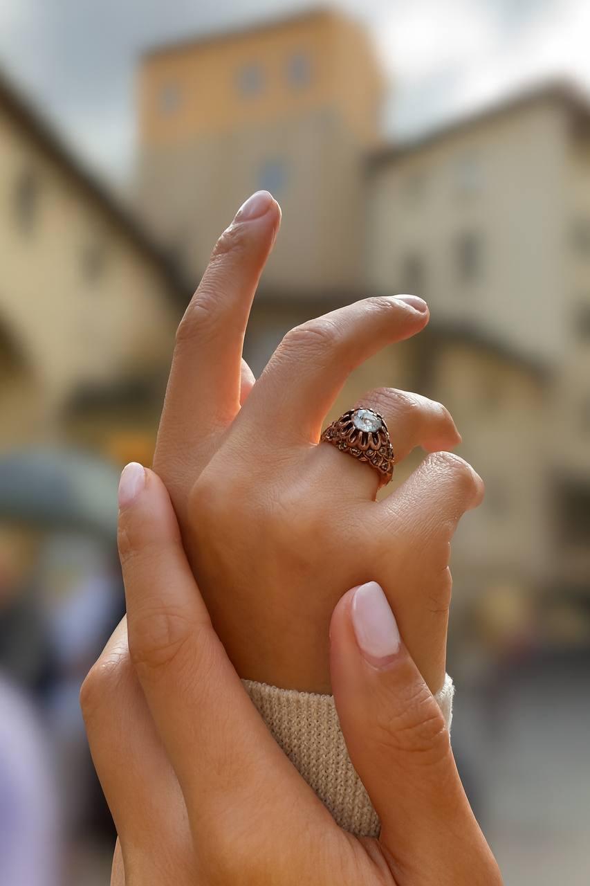 Antique 14k Rise-Cut Diamond Ring. Rose Cut en venta