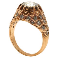 Antique 14k Rise-Cut Diamond Ring.