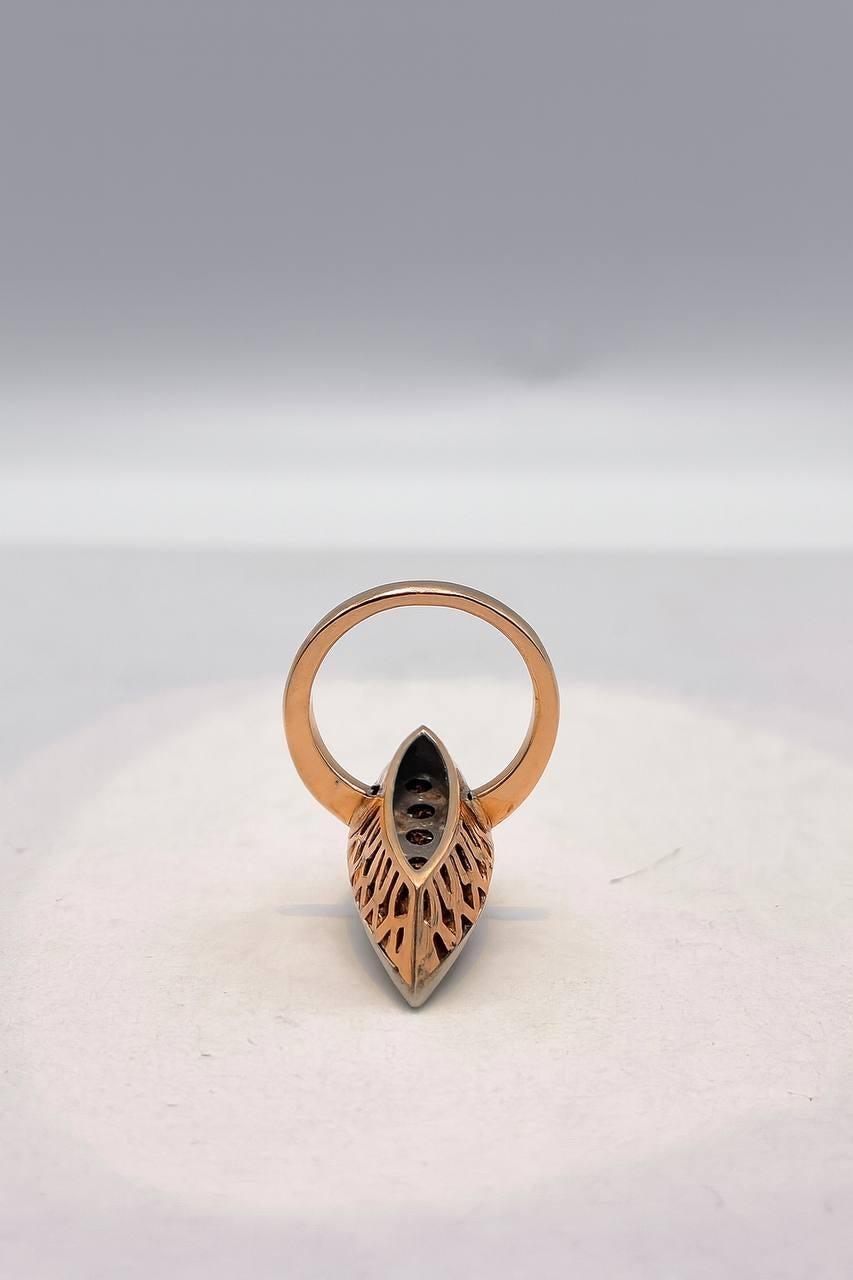 Antiker 14k Rosenschliff Navette Ring . im Angebot 2
