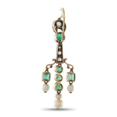 Antique 14K Rose Gold and Silver 0.70ct Diamond and Natural Pearl Earrings